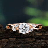 1 Carat Round Moissanite Promise Ring Nature Theme Engagement Ring